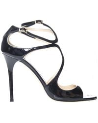 Lyst - Jimmy Choo Lang 100 Strappy Patent Leather Sandals in Black