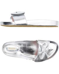 dune silver flat sandals