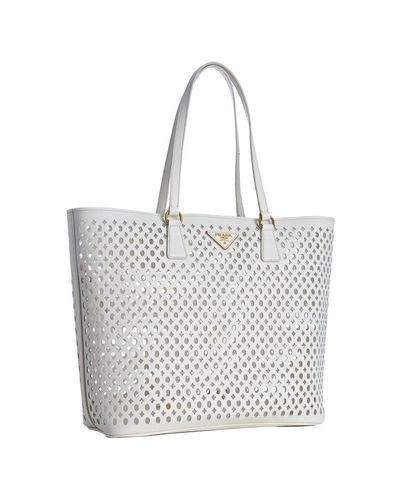Lyst - Prada White Cut-out Shoulder Bag in White