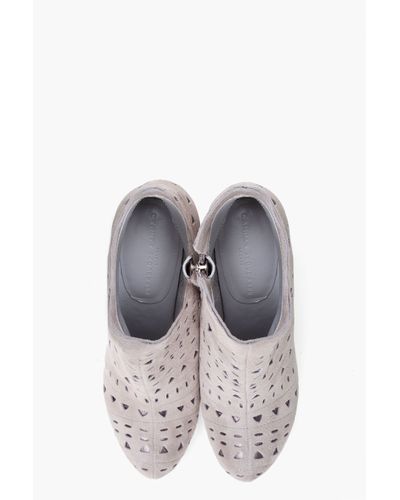 gray perforated booties