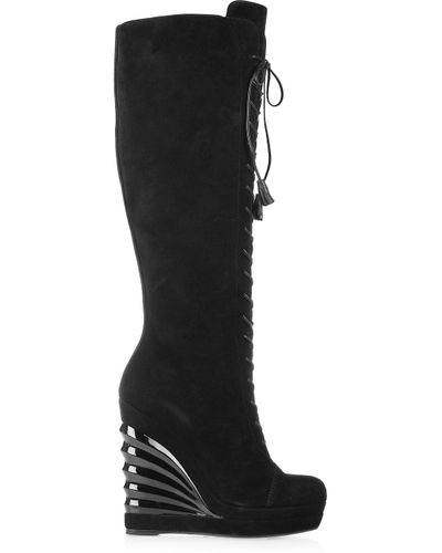saint laurent suede lace up boots