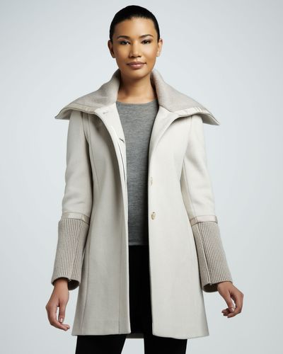 Lyst - Elie tahari Roxi Wool Coat in Gray