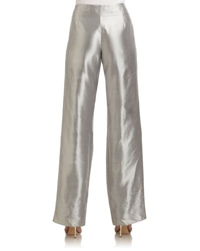 Lyst Giorgio Armani Silk Satin Pants In Metallic 