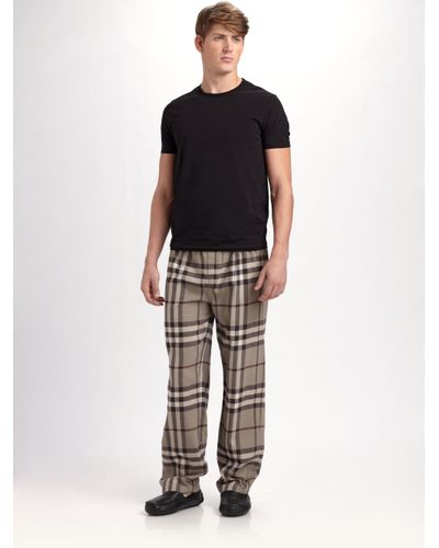 Lyst - Burberry Flannel Pajamas Pants in Brown for Men
