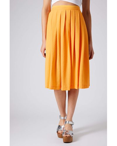 Topshop Petite Full Midi Skirt in Yellow | Lyst