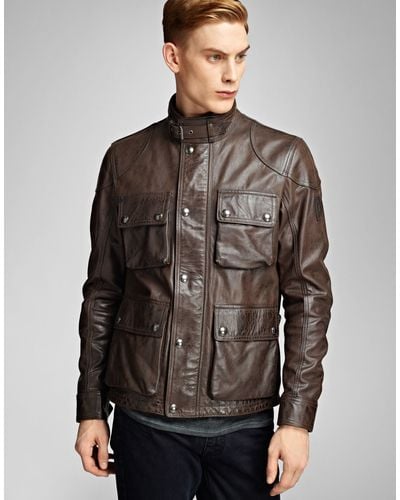 Lyst - Belstaff Leather Zip Jacket in Black for Men