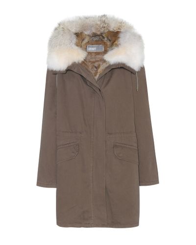 Lyst - Army by Yves Salomon Fur-Trimmed Parka Jacket in Green