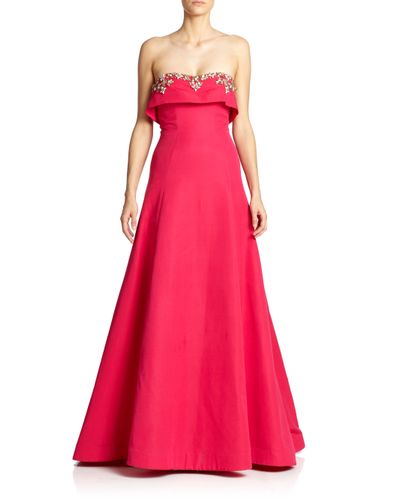 Lyst - Notte By Marchesa Strapless Faille Overlay Gown in Pink