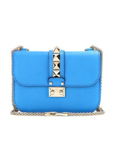 Lyst - Valentino Lock Leather Shoulder Bag in Blue