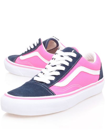 Lyst - Vans Navy and Pink Old Skool Trainers in Blue for Men