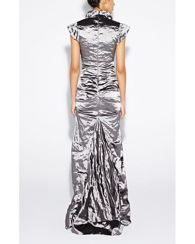 Lyst - Nicole Miller Astor Techno Metal Gown in Gray