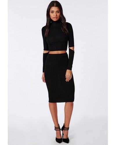 bodycon black maxi skirt
