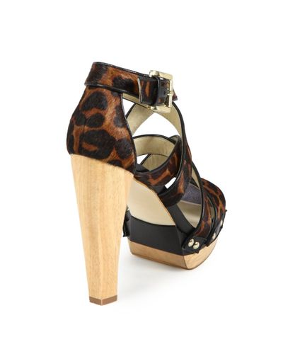 Lyst - Michael Michael Kors Ariana Leopard-print Calf Hair & Leather Platform Sandals in Brown