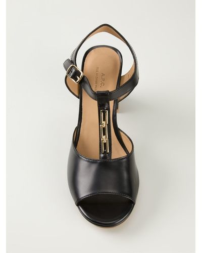 Lyst - A.P.C. T-Bar Sandals in Black