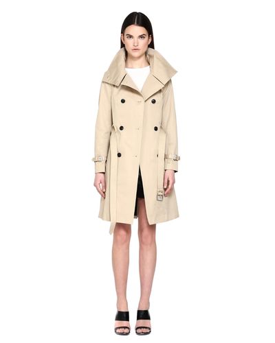Lyst - Mackage Nessa Sand Double-breasted Belted Trench Coat in Blue