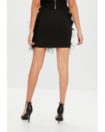 Missguided Black All Over Feather Mini Skirt - Lyst