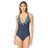 Seafolly Blue Damen Badeanzug Sunflower Border V Neck Maillot