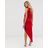 Vestito midi monospalla in raso drappeggiato di ASOS in Red