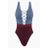 Seafolly Multicolor Radiance Lace Up Front One Piece Swimsuit - Grey/wine Red/purple Color Block
