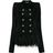 Blazer con plumas en el dobladillo Balmain de color Black