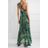 Alice + Olivia Green Shanel Gerüschtes Maxikleid Aus Bedrucktem Chiffon Mit Fil Coupé
