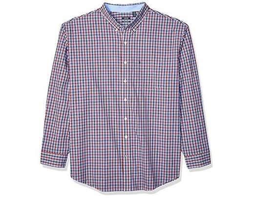 IZOD Mens Big and Tall Button Down Long Sleeve Stretch Performance Check Shirt