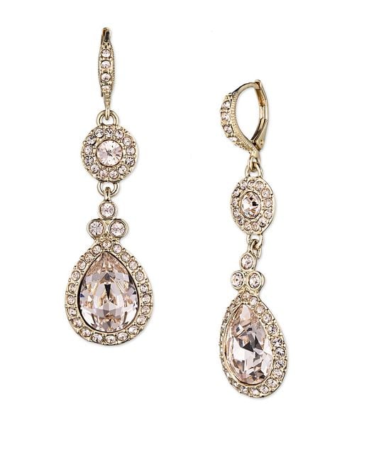 Givenchy Gold-tone Crystal And Pavé Double Drop Earrings in Metallic | Lyst