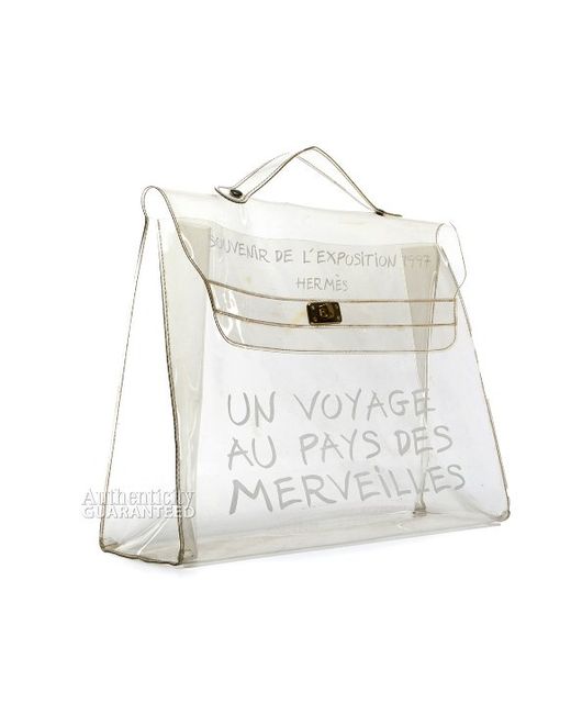 Herms Pre-owned Clear Souvenir D\u0026#39; Exposition Kelly Bag in White ...  