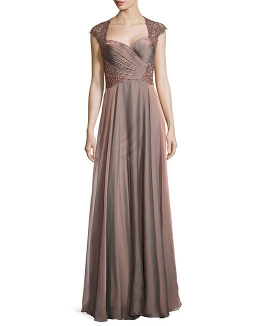 la femme ruched sequin gown