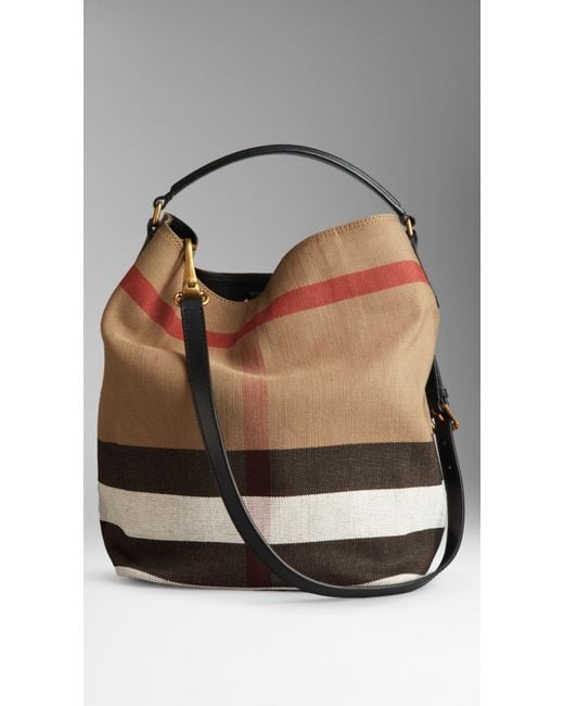 burberry canvas check medium ashby hobo