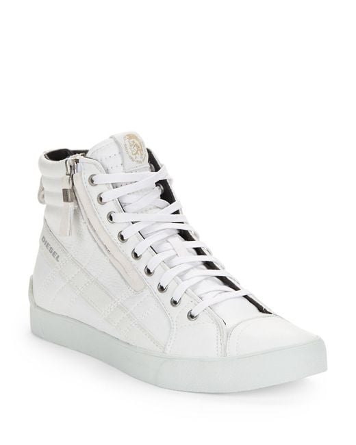 Diesel Leather Lace-up Sneakers in White for Men | Lyst