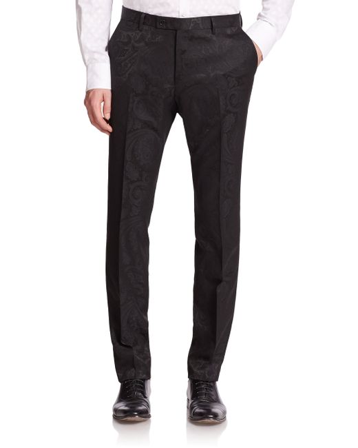 Sand Paisley Wool Dress Pants in Black for Men Save 20 Lyst