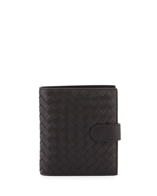 bottega veneta small intrecciato leather bifold wallet in black lyst bottega veneta small intrecciato leather bifold wallet in black lyst