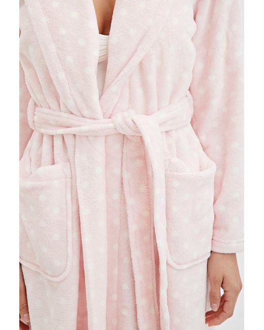 pink polka dot robe