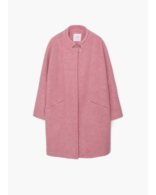 Mango Oversize Wool Coat in Pink (Pastel Pink) Lyst