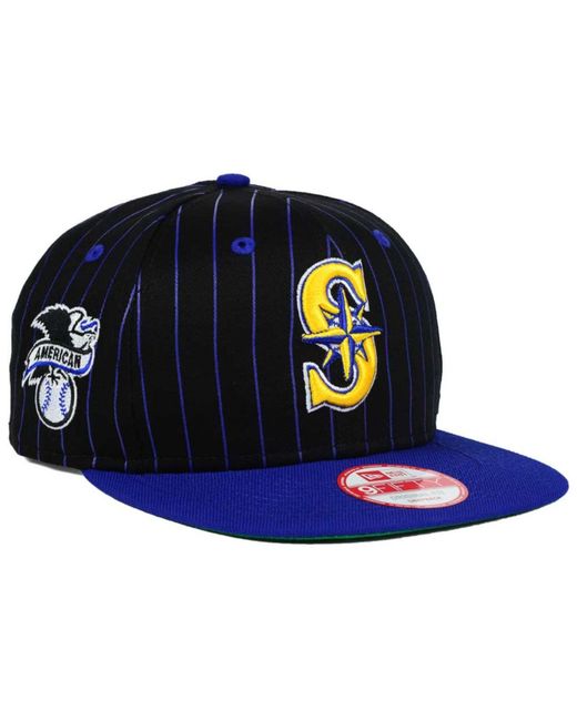 New era Seattle Mariners Vintage Pinstripe 9fifty Snapback Cap in Blue for Men (Black/RoyalBlue
