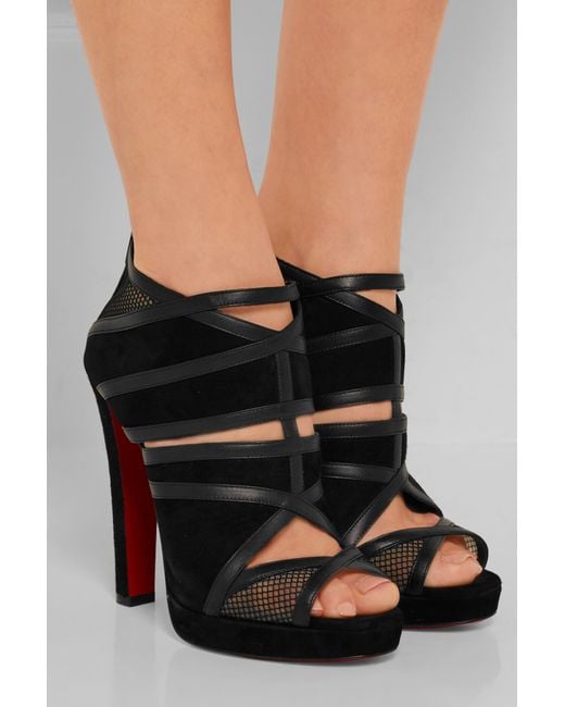 knock off christian louboutin - Christian louboutin Commandanta 120 Leather And Mesh-trimmed Suede ...