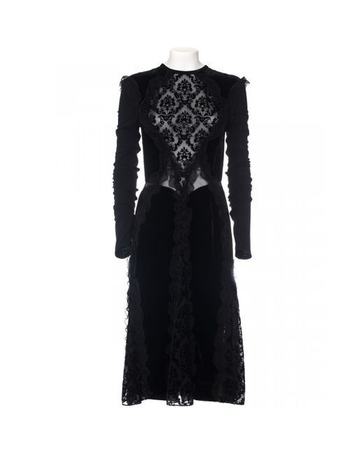 Givenchy Black Dress Mixed Silk And Velvet Fantasy Damask in Black | Lyst