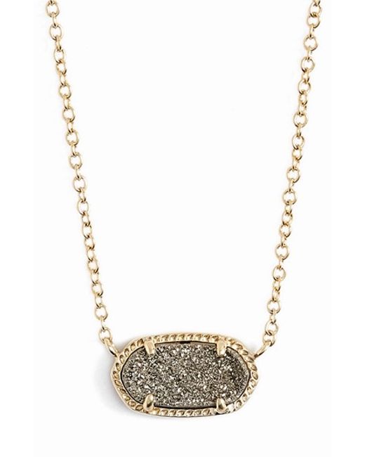 Elisa gold pendant necklace in iridescent drusy Clearance