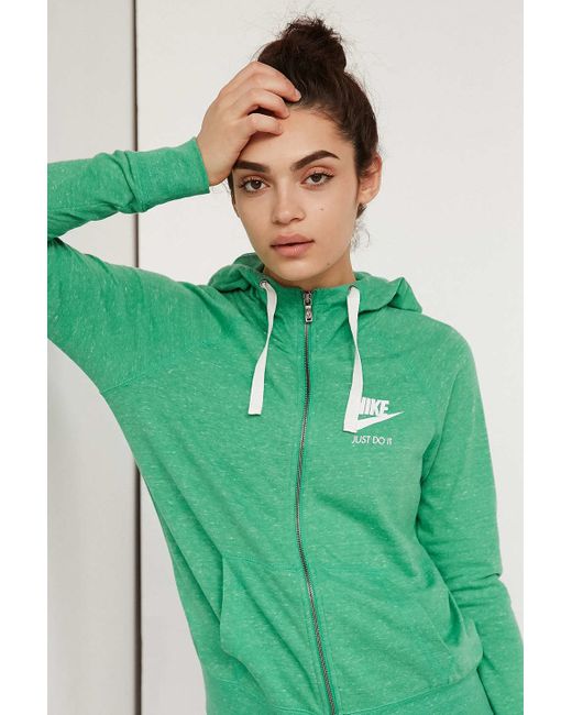 Nike Gym Vintage Full Zip Hoodie Sweatshirt in Green | Lyst