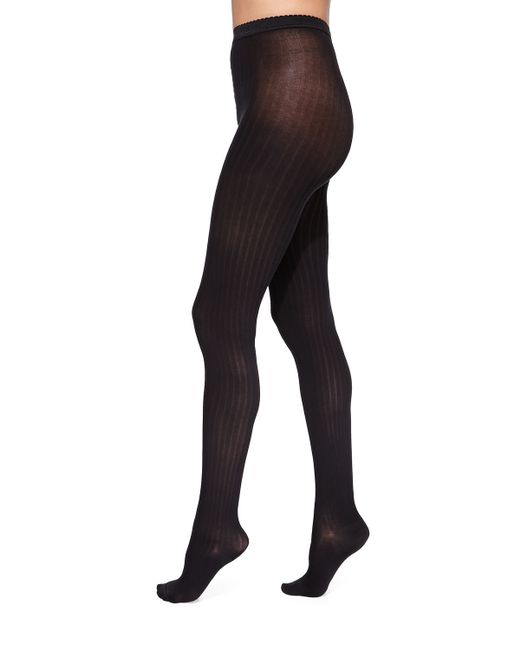 Wolford Fine Cotton Basic Ribbed Tights In Black Save 11 Lyst