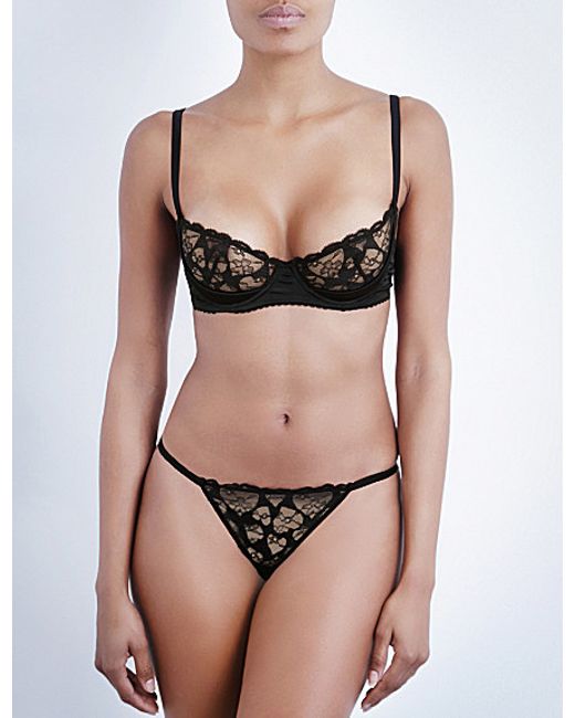 Mimi Holliday By Damaris Love Heart Underwired Demi Cup Bra In Black Black With Apricot Lyst 