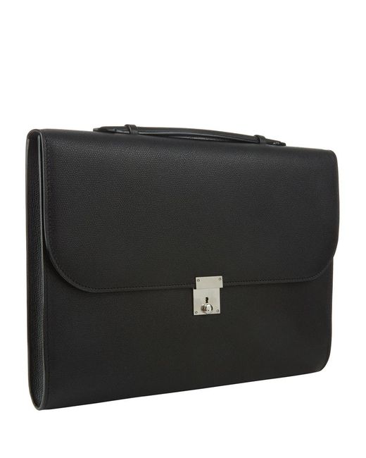Valextra Small Leather Portfolio Briefcase in Black for Men | Lyst