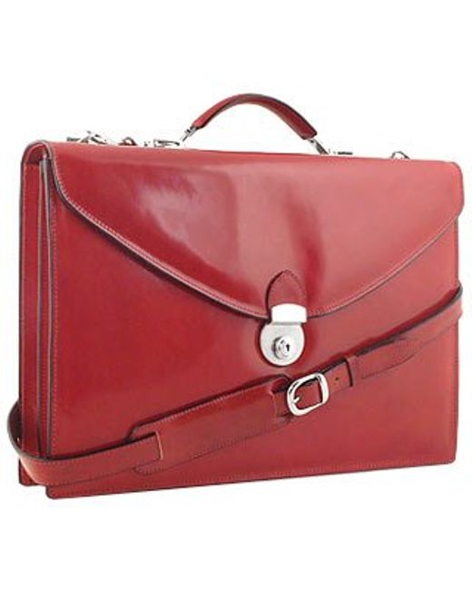 L.a.p.a. Ruby Red Double Gusset Leather Briefcase in Red for Men (ruby ...