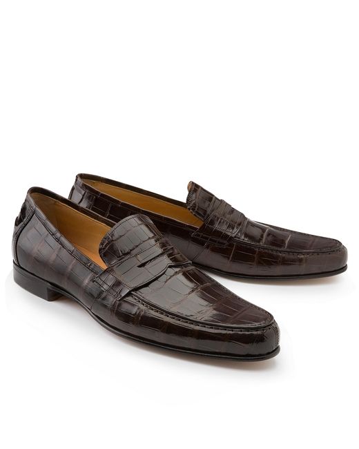 Brooks brothers Alligator Penny Loafers in Brown for Men | Lyst