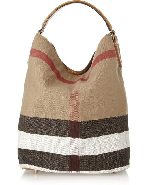 Burberry Susanna Checked Canvas Hobo Bag in Brown - Save 33% | Lyst
