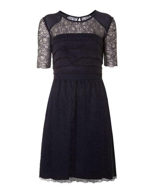 Whistles Alisa Placement Lace Dress in Blue (Navy) | Lyst