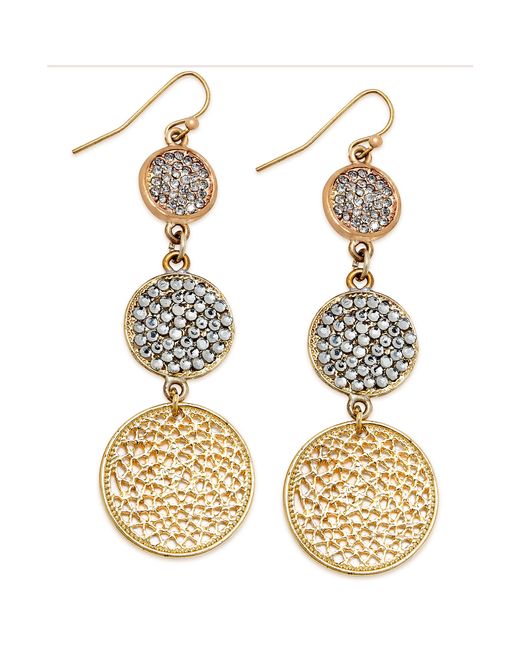 Inc international concepts Goldtone Triple Pave Disc Linear Drop