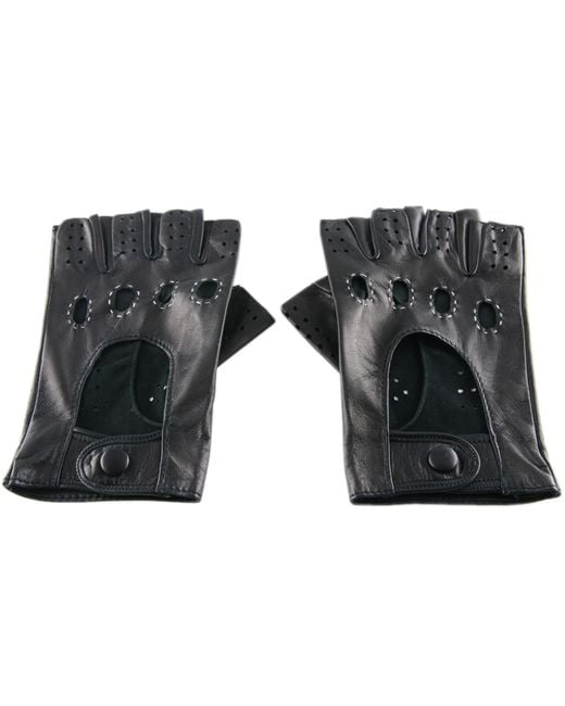 Black.co.uk Top Seller men's Black Leather Fingerless Driving Gloves