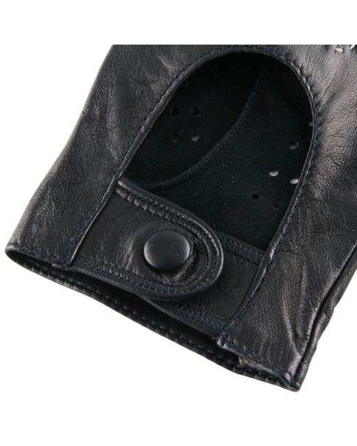 Black.co.uk Men's Black Leather Fingerless Driving Gloves in Black for
